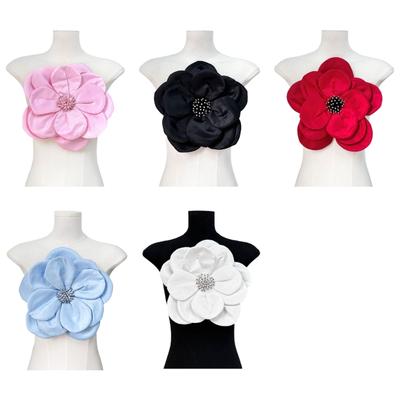 Spilla Fiore Grande in Tessuto Morbido Multistrato Spilla Elegante per Abiti e Top Corsage a Forma Floreale Accessorio per Feste