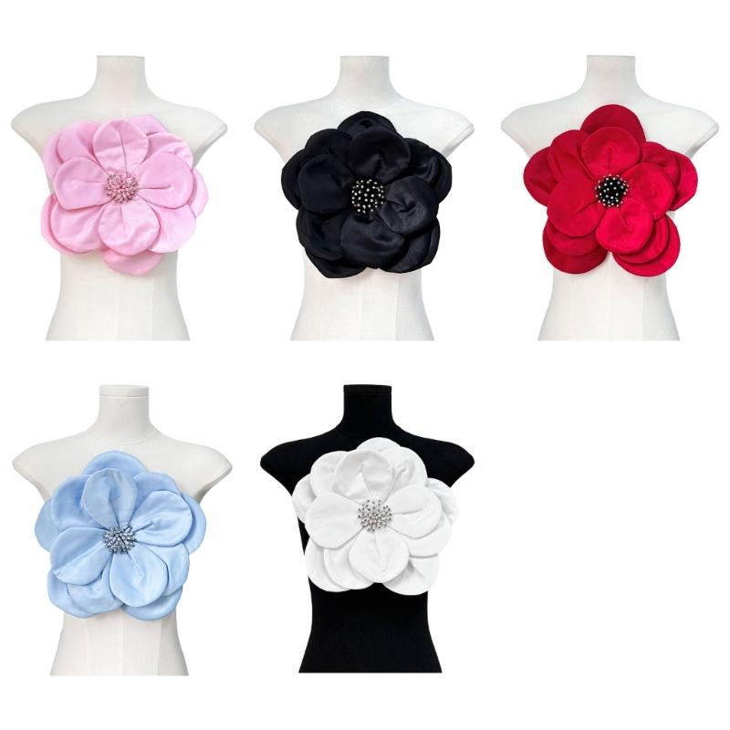 Multi Layer Soft Fabric Large Flower Brooch Stylish Breastpin for Dresses and Tops Floral Shaped Corsage Party Accessory