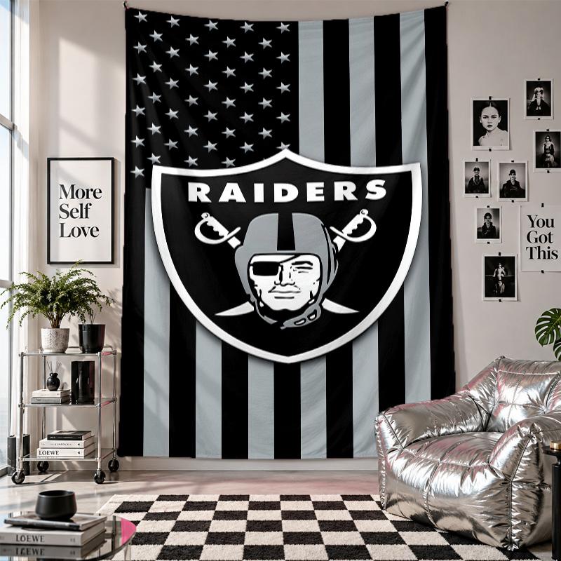 Las Vegas Raiders Wandteppich Heimdekoration Wandbehang Stoff für Schlafzimmer Wohnzimmer Hintergrund