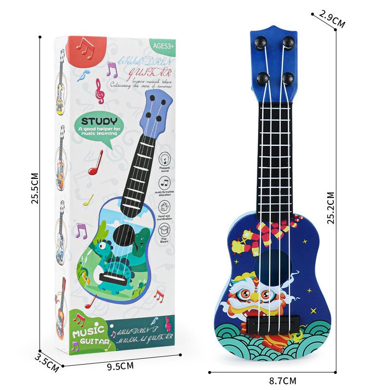 

Детская мини-модель гитары, мультяшный танец льва, можно играть на имитируемой гавайской гитаре, игрушка-музыкальный инструмент