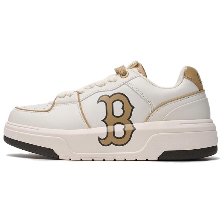 New MLB Chunky Liner 24SS Boston Red Sox Slip Resistant Cushioning Low Top Skateboard Shoes Unisex White Yellow 3ASXCLB3N-43BGS