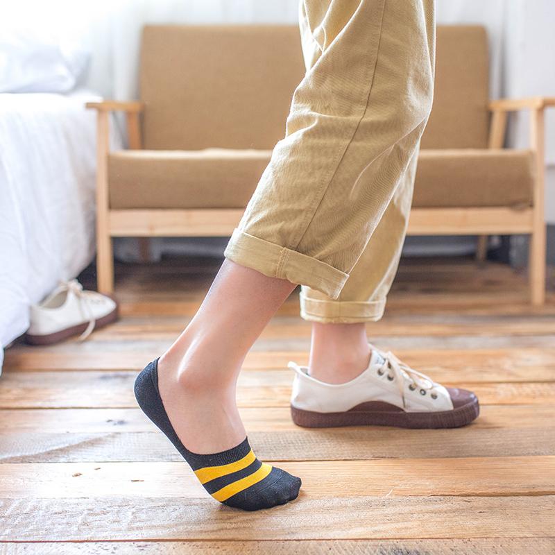 5 Pairs New Arrivals Men Socks Striped Boat Sock Spring Summer Autumn Casual Non-slip Silicone Cotton Breathable Invisible Socks