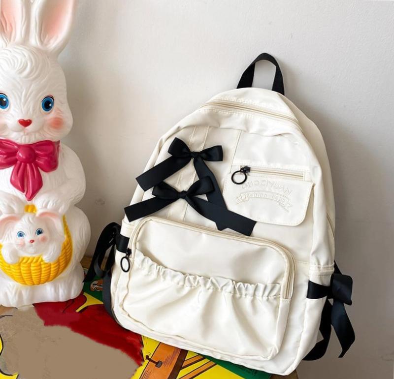

Japanese Anime Peripheral College Style Cute Contrast Color Bow Folds Personality Soft Girl Student School Bag Backpack Female 30*15*40cm білий