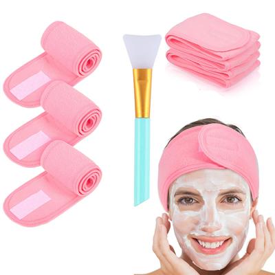 3-teiliges verstellbares Gesichtsstirnband mit 1 Maskenbürste für Yoga, Spa, Bad, Dusche, Make-up, Gesicht waschen, kosmetisches Stirnband, Make-up-Zubehör