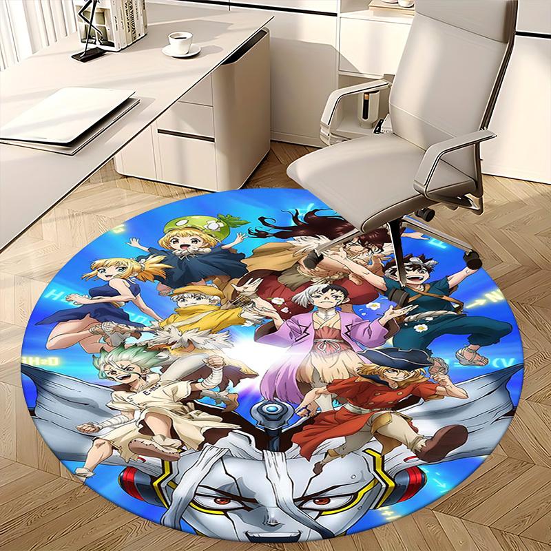 1pc Anime Design Round Carpet - Office Chair Mat, Non-Slip Rug for Anime Lovers (Festive Gift