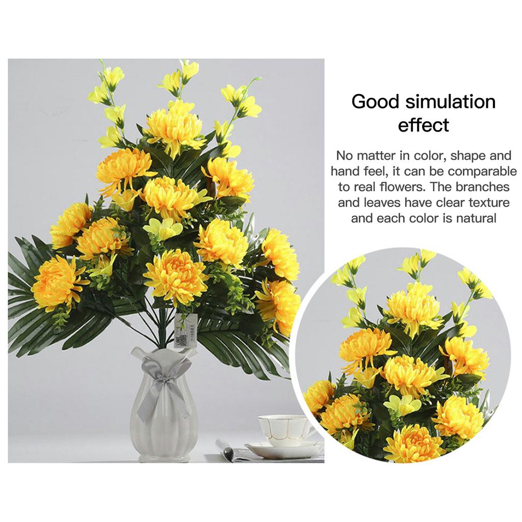 19 Head Chrysanthemum Sacrificial Tomb Flowers Artificial Flowers for Sacrifice and Tomb Sweeping White Yellow