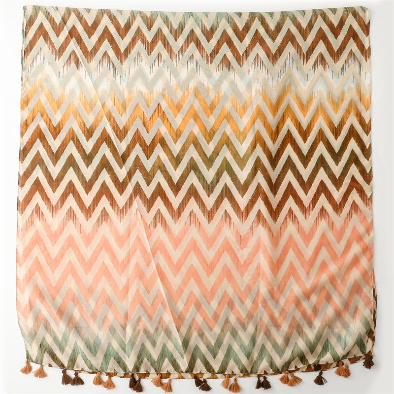 Fashion Ombre Wave Striped Line Tassel Viscose Shawls Scarf High Quality Wrap Pashmina Stole Bufandas Muslim Hijab 180*90Cm