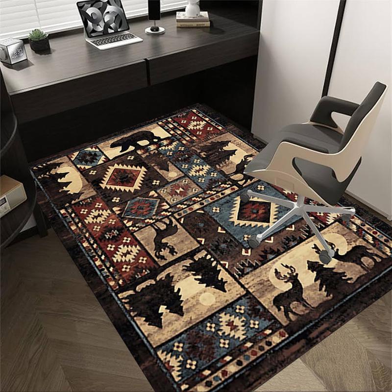 1PC Bear Deer Non-Slip Floor Carpet Compatible for Office&Living Room&Bedroom&Dining room - Flat-Weave Machine-W234