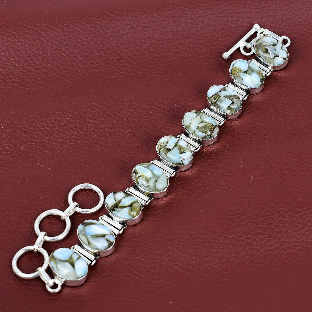 Copper larimar bracelet 925 sterling silver bracelet adjustable chain bracelet top quality gemstone jewelry handmade bracelet gifts for mom