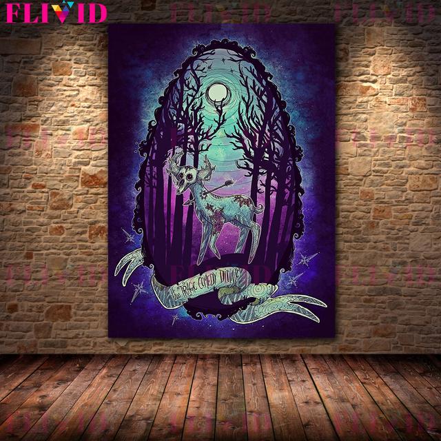 Gothic Dark Terror Girl Art Print Heavy Metal Style Witch Castle Wall Art Canvas Painting Decoration Poster