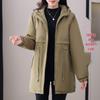 Women's Plus Size Mid-Length Trench Coat - Slimming Casual Fashion for Spring & Autumn 2025