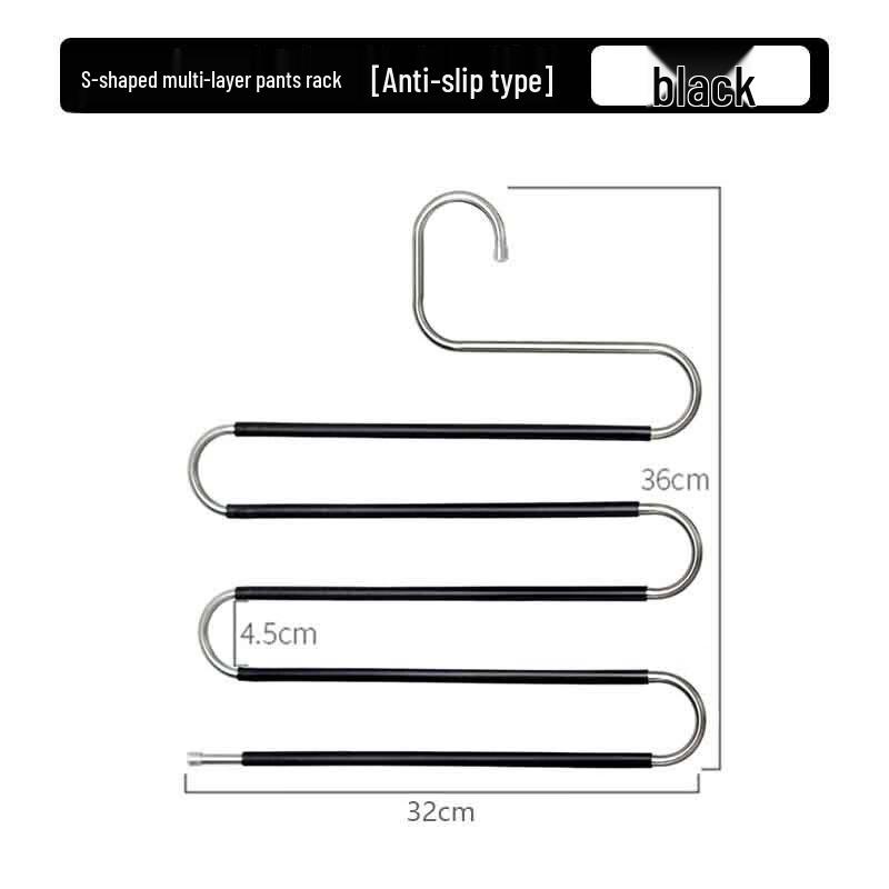 Shou Li Zhan Shen Stainless Steel S-Type Multi-Layer Pants Hangers (5-Pack)