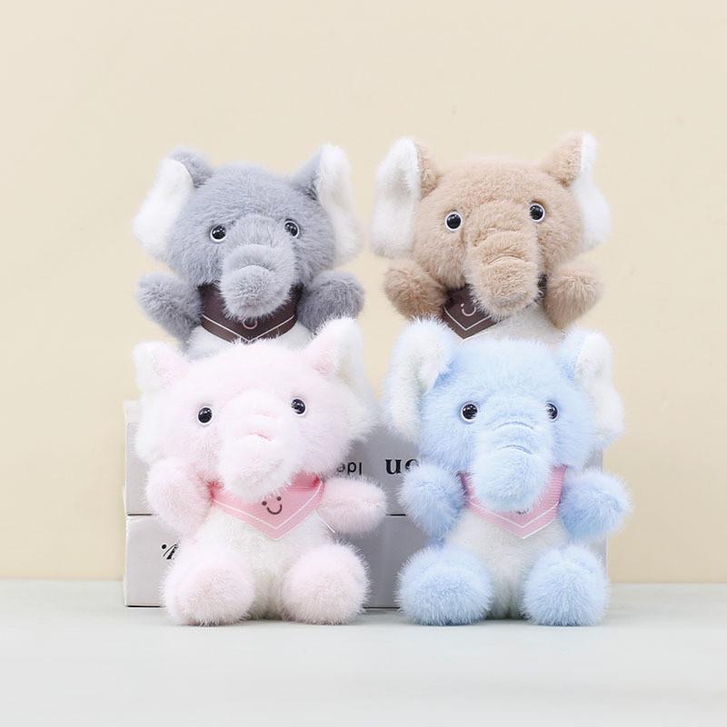 Plush Blue Elephant Toy With Pp Cotton Filling Soft Short Fur For Kids Idea Gift