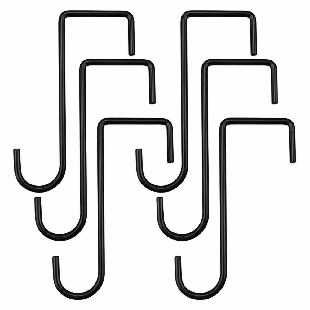 6pcs Solid Iron Fence Hooks Black 6 Inch Length Patio Hooks No Screw Needed Durable Metal Hangers Backyard
