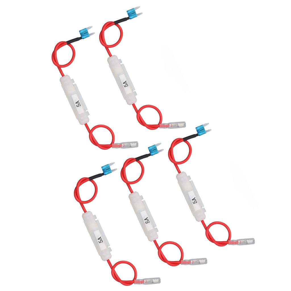 15A Blade Holder Connector, 5A Glass Tube, 16 AWG 12 Inch Red Wire 6 X 30mm, Ideal for Tight Spaces, with Quick Insertion and