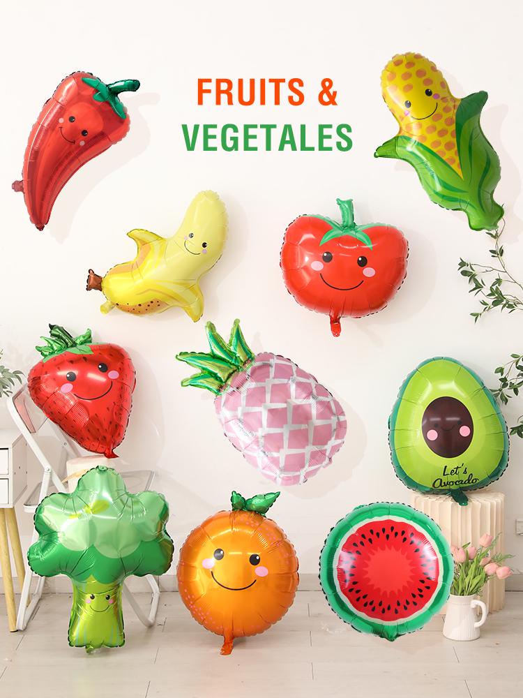 Kids Cartoon Fruit & Veggie Foil Air Balloons - Creative First Birthday Party Decor