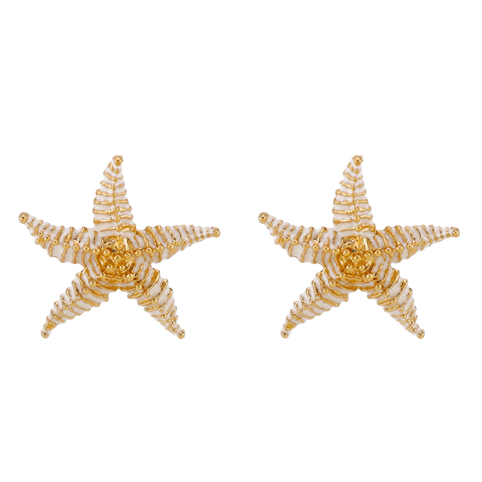 

European and American summer vacation style enamel starfish earrings ZA temperament beach wind starfish pendant necklace female