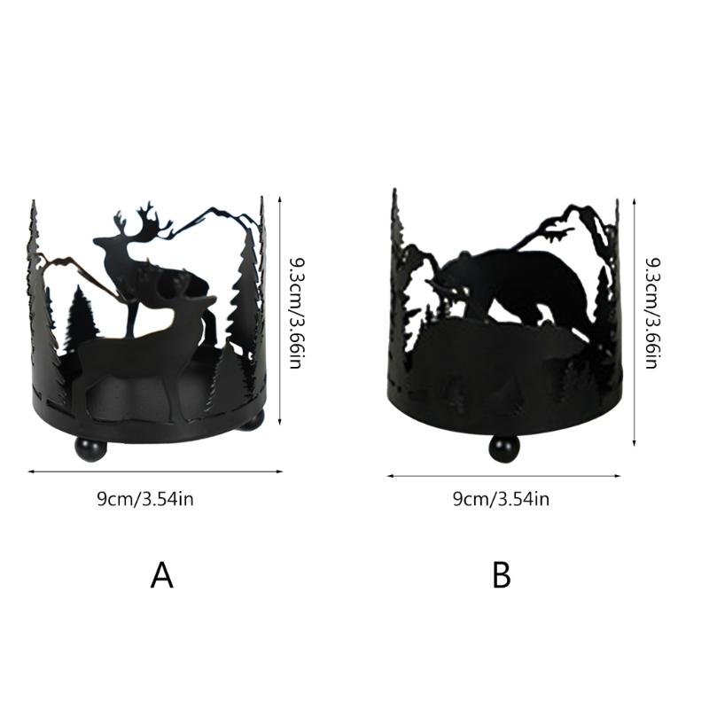 Metalowy świecznik z motywem leśnym Unikalny design Świecznik w kształcie zwierzęcia Stwórz ciepłą, przyjazną atmosferę Świecznik