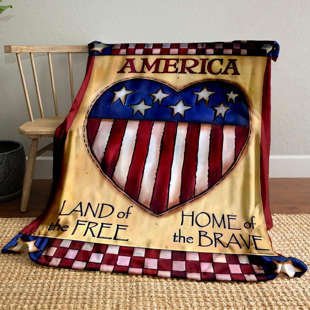 

Land of Free Home of Brave Patriotic Throw Blanket bedroom Blanket for Livingroom Couch lunch break Soft throw for Friend s festival Gift 80cm x 120cm