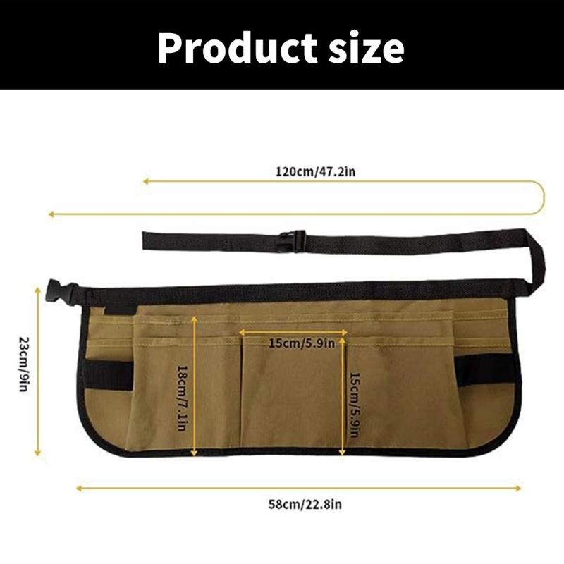 Durability Canvas Belt Tool Bag Tool Waist Bag For Gardener Technician Electrician Tool Organizers With Multiple Pockets
