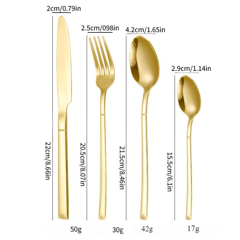 Stainless steel tableware, Knight series set, 24 piece Western style steak knife, fork, spoon set, gift box light luxury