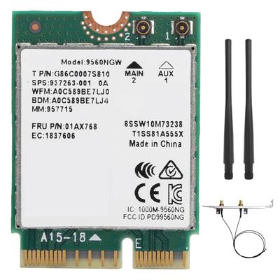 Drahtlose Netzwerkkarte Bluetooth5.0 802.11ac M.2 Wifi-Adapter mit Antenne 9560NGW 1730Mbps(Anschließen einer Drahtantenne