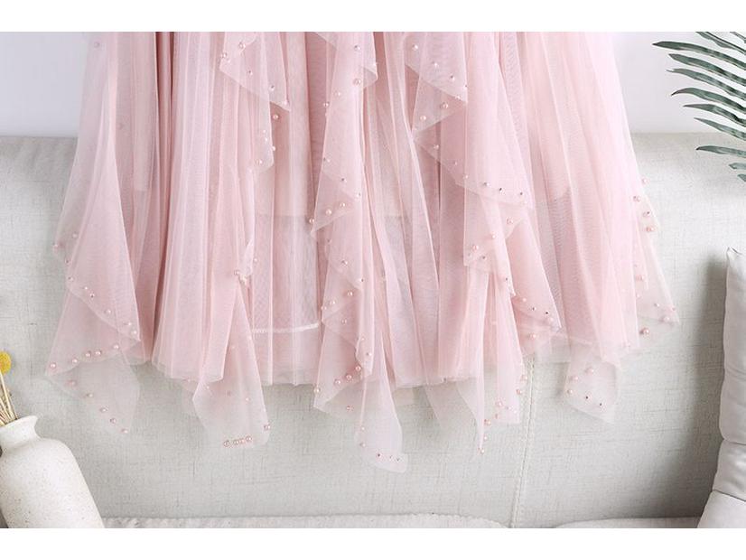 Women's Irregular A-line High Waist Mesh Skirt, 2025 Spring/Autumn