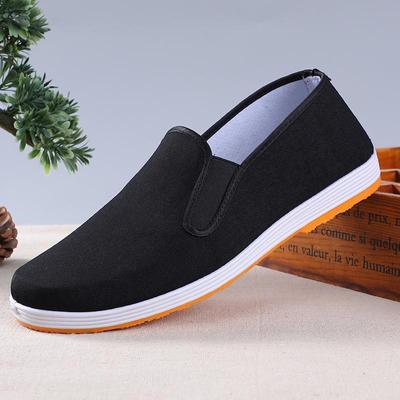 Slip-On-Schuhe für Herren aus altem Peking-Stoff, Sohle aus Rindsleder, rutschfest, atmungsaktiv, verschleißfest, bequeme Autofahrerschuhe.