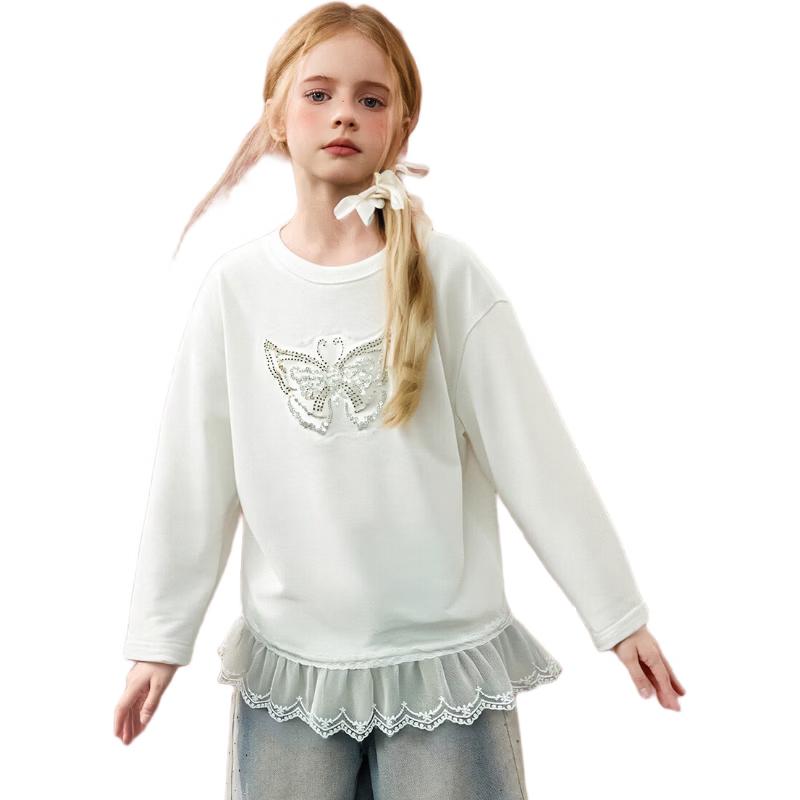 ASK JUNIOR Girls  Long-Sleeve Mesh T-Shirt 130