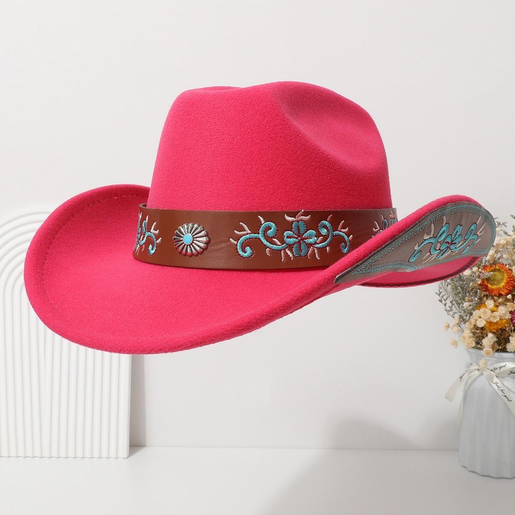 Bohemian-style Suede Western Cowboy Hat with a Rolled Brim, Ethnic-inspired Felt Hat for Men, Women, and Couples