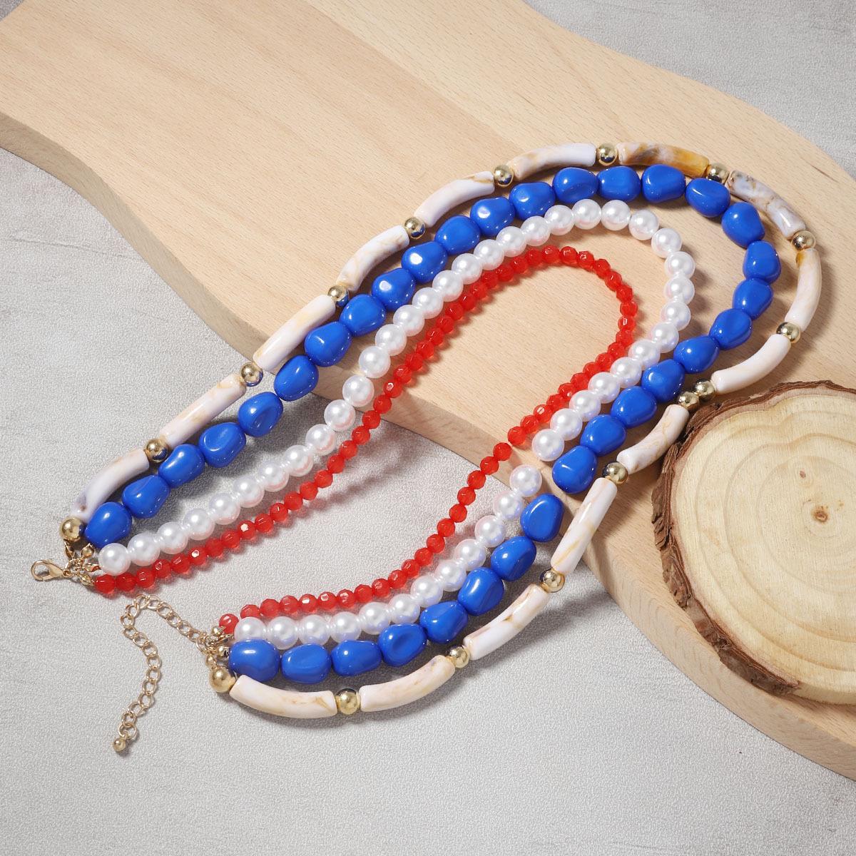 Модное ретро этническое многослойное ожерелье, универсальное ожерелье из смолы и искусственного жемчуга, трендовое женское ожерелье