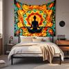 Boho Chic Wall Tapestry With Moon Phase Floral Starry Sky Design Bedroom Yoga Studio Decor