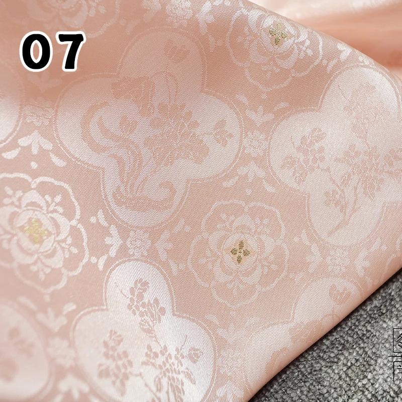1m High End Jacquard Fabric Small Golden Osmanthus Lotus Flower Brocade Fabric for Cheongsam Horse Face Skirt DIY Sewing