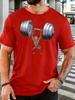 Power Ant Weightlifting Barbell Cartoon Print Unisexs Crew Neck Short Sleeve Cotton T Shirt Fitness Loose Casual Male Daily Gym Top
