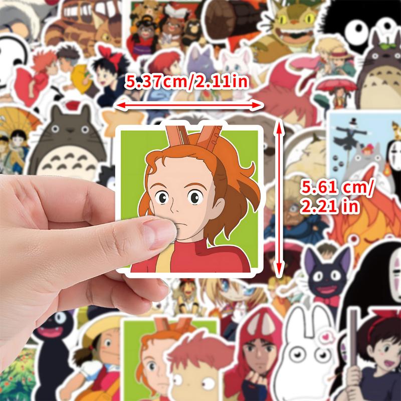 50Pcs/Set Cartoon Bright Ghibli Hayao Miyazaki Stickers Totoro Decals For Phone Laptop Suitcase Notebook Waterproof Stickers