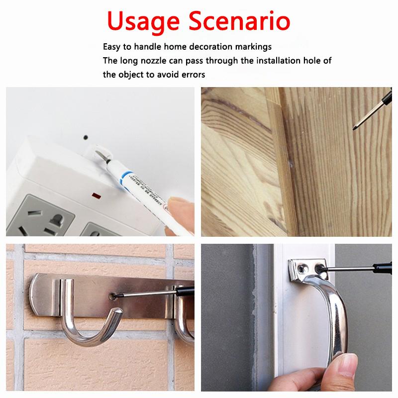 6Pcs/Set 20mm Long Nib Head Markers for Metal Perforating Pen, Waterproof, Bathroom, Woodworking Decoration, Multi-Purpose