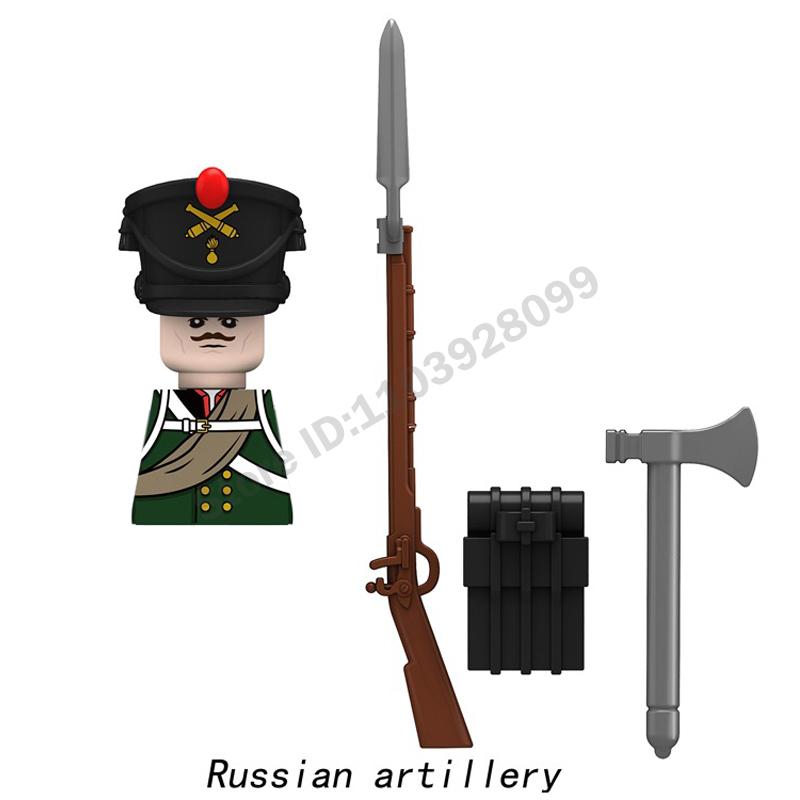 Middle Ages Military Napoleonic Wars Figures Building Block British French Prussia Infantry Knight General Duke Characters Brick