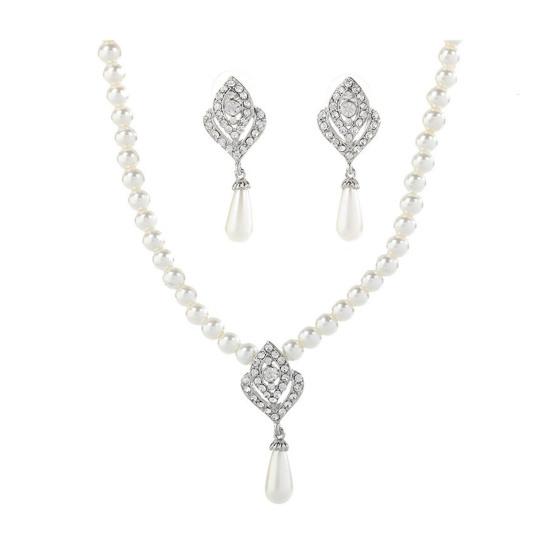 Royal Style Princess Imitation Pearl Teardrop hänge Elegant halsband örhängen