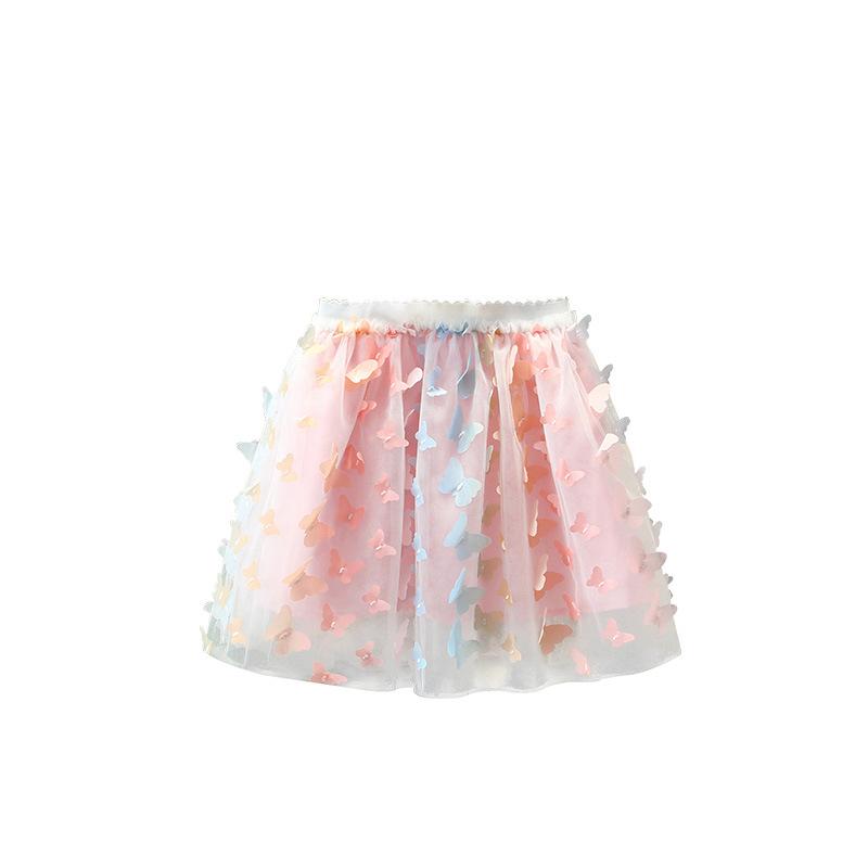 Girls' Butterfly Puffy Skirt 2025 Summer Children's Net Tulle Princess Skirt