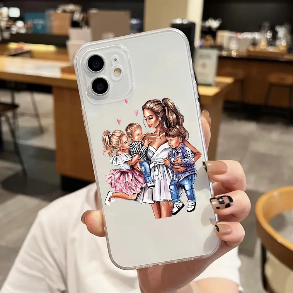 

Fashion Super Mom Dad Phone Case For iPhone 15 14 13 12 11 Pro MAX Mini XR XS X SE 7 8 Plus Cover Boy Girl Baby Shell Fundas iPhone X XS