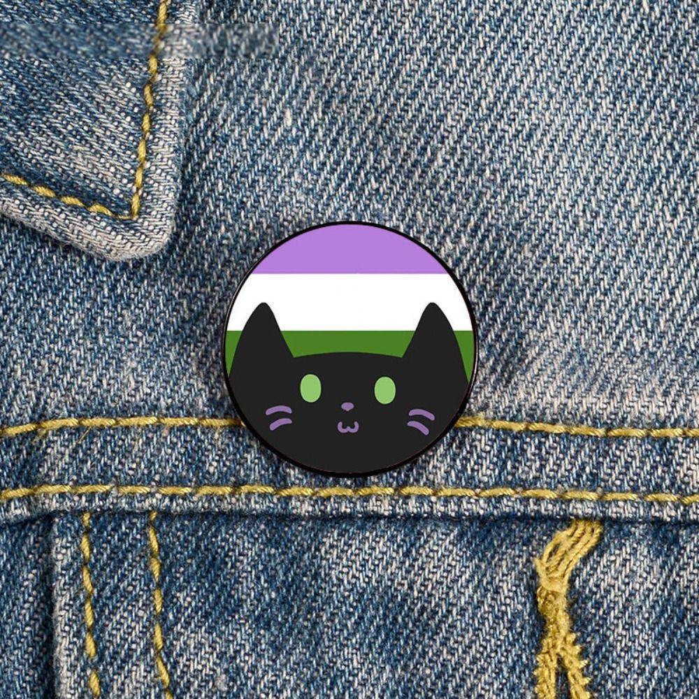 Breastpin Rainbow Cat Brooch Pin Colorful Stripe Badge Jewelry Kitty Enamel Pin Girl