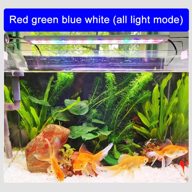 Super Jasná Lampa LED Světlo pro Akvárium pro Růst Vodních Rostlin Akvarijní Nádrž Rozšiřitelný Klip RGB Vodotěsná Lampa 220-240V 20~70CM