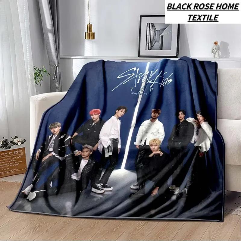 Manta con estampado de Arte de moda KPOP stray-kids Idol, sof de sala de estar, manta de felpa suave para dormir, Sbana de