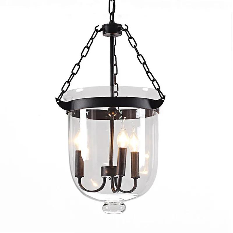 American Country Black/Rust Color Clear Glass Foyer Pendant Light Retro Dining Room Decoration Light D250MM/350MM