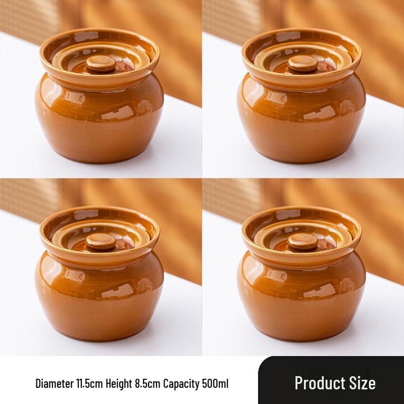 Ceramic Double Boiler Stew and Egg Custard Pot with Lid