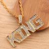 Hip Hop Queen King Letter Pendant Punk Man Bling Bling Iced Out Cuban Chain Fashion Glamour Jewelry