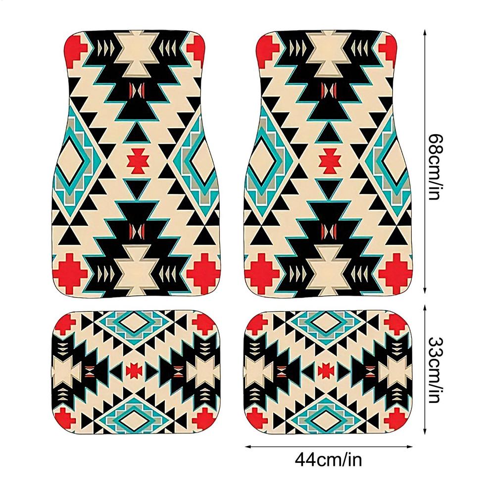 

Turkish Persian Style Carpet Car Floor Mats European Ethnic Boho Car Floor Mats Pad 4Pcs Front And Rear Mats Set Car Accessories