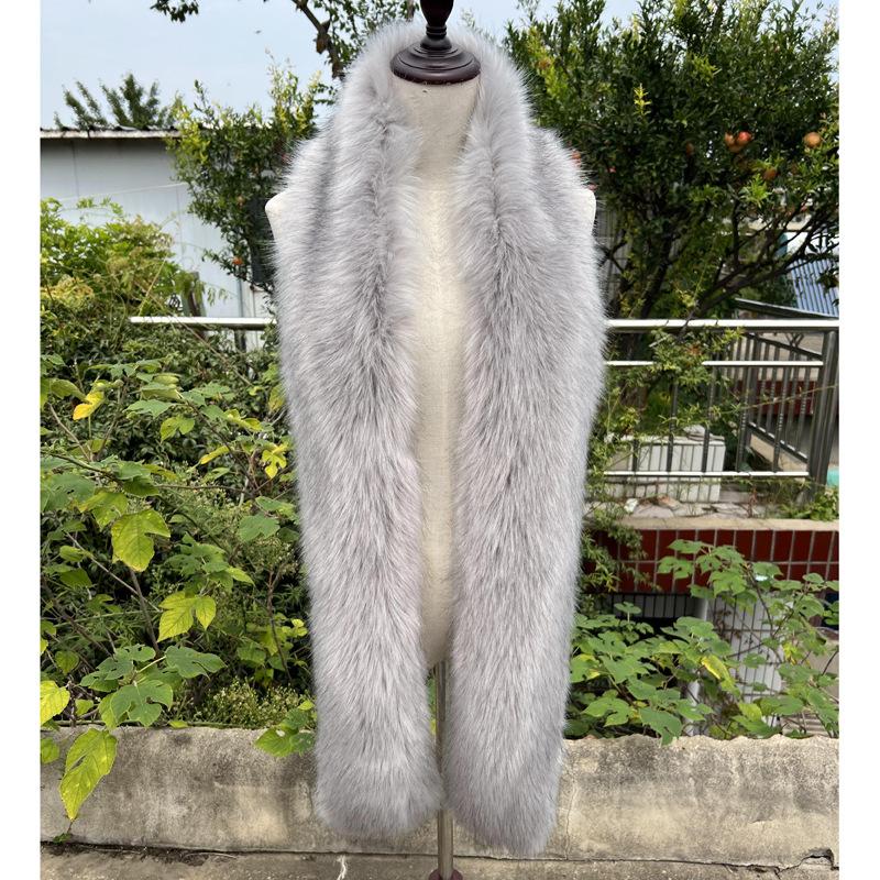 

Модный и универсальный шарф из искусственного меха лисы Длинный шарф из искусственного меха енота Теплый меховой шарф Зимний женский шарф