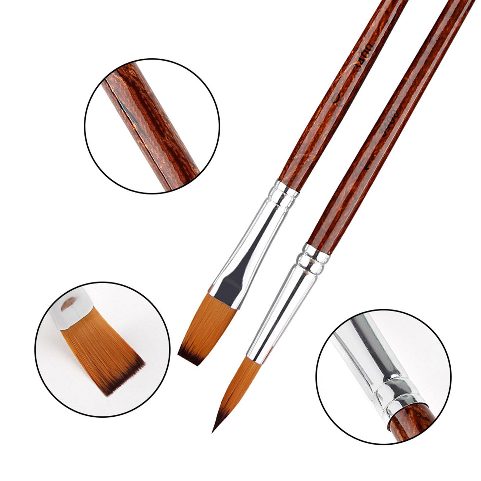 

10PCS Oil Paint Brushes Set Wood Handle Nylon Bristles Soft Comfortable Grip Watercolor Brushes for