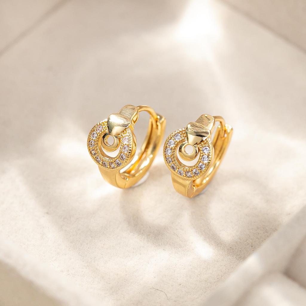 2024 Trendy Korean Zircon-Inlaid Cross Round Earrings